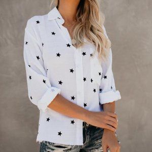 White Button Up With Star Design